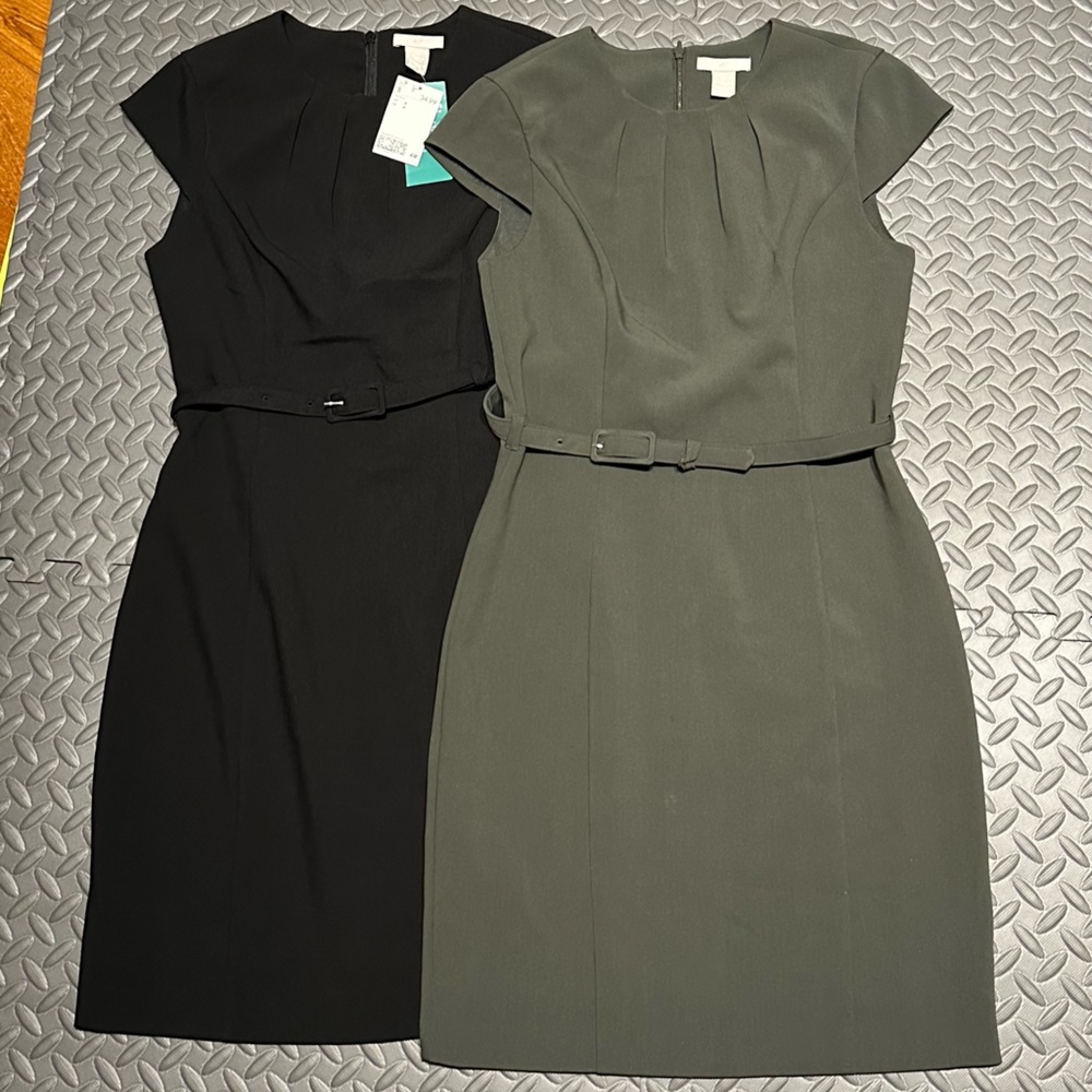 Sage Green & Black Short Sleeve Work Dresses Size Small